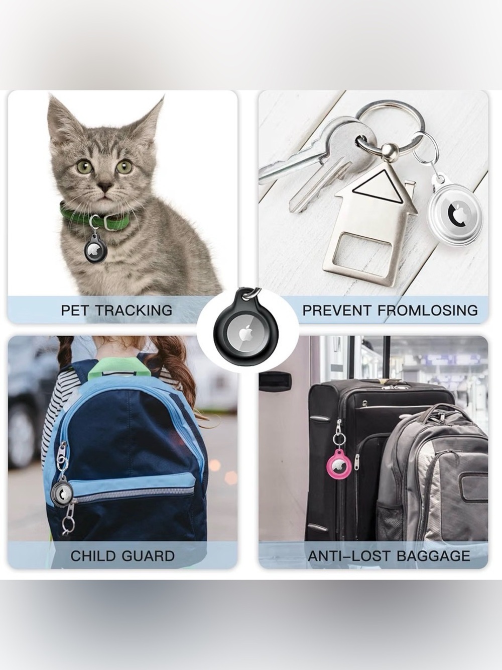 4 Pack Waterproof for Airtag Holder Case with Keychain, Shockproof & Dustproof A